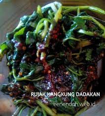 Rujak Kangkung Dadakan Sambel Asem Kuliner Cirebon Kangkung Makanan Resep