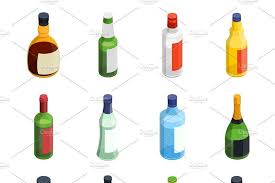 Alcohol Isometric Icon Set Icon Set Isometric Alcohol