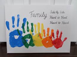 Rainbow Family Handprint Canvas Fathers Day Crafts Family Art Projects Baby Crafts