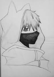 The whole body is well established so now we only need to. Hoodie Face Mask How To Draw Anime Characters Black And White Pencil Sketch Anime Boy Sketch Anime Drawings Boy Mask Drawing