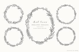 Black And White Wreath Graphic Hand Drawn Wreaths Black White Wreath Drawing How To Draw Hands Graphic Illustration