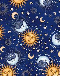 Celestial Sol Heavenly Orbs Navy Blue Gold Celestial Art Sun Art Moon Art