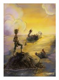 This An Illustration For J M Barrie S Peter Pan This Is The Scene When Peter Is Trapped On A Rock Unable To Peter Pan Art Peter Pan Peter Pan And Tinkerbell