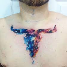 Brilliant Space Inspired Watercolor Tattoos By Adrian Bascur Tattoobloq Taurus Tattoos Tattoo Designs And Meanings Bull Skull Tattoo