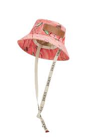 Shells Fisherman Hat In Canvas And Calfskin Pink Tulip Loewe