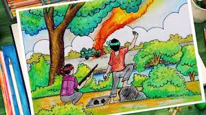 How To Draw Scenery Of Liberation War Easy Freedom Fighter Scenery Dra Scenery Drawing For Kids Art Drawings For Kids Kids Art Projects