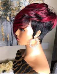 Short bob wig human hair wig for women burgundy pixie cut human hair wig