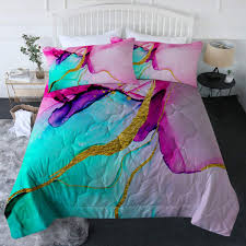 These items are breathable and do. Amazon Com Blessliving Trendy Comforter Set Turquoise Pink Gold Marble Pattern 3 Piece Bed Duvet Sets King Size Ultra Soft Teen Bedding For Girls Women Bedroom Lightweight And Machine Washable Kitchen Dining