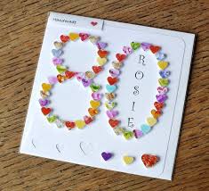 80 Geburtstagskarte Personalisierte Alter 80 Card Handgemachte Bunte Herz Design Mit Namen Ange 80th Birthday Cards Handmade Birthday Cards Birthday Cards