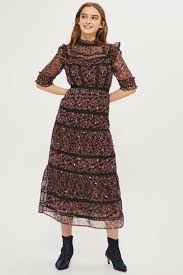 Foil Spot Tier Dress Tiered Dress Classical Dress Dresses
