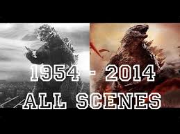 Godzilla, frozen at the end of the last film, thaws out, sinks a submarine and, having been prevented from entering tokyo, heads for mt. Godzilla All Movies 1954 To 2014 Full Scenes And Transformations Youtube