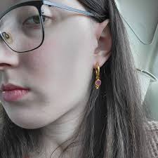 Ruby Earrings Solid Sterling 925K Sterling Silver Handmade Ruby Earrings  Gold Over Minimalist Earring Dangle Earrings Pink Ruby