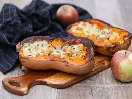 Recette Courge Butternut Farcie Au Bleu Et A La Pomme Recette Recette Courge Butternut Courge Butternut Butternut Farcie