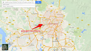 Kuala lumpur has an area of 243.65 km² with an average elevation of 21.95m. How Do I Get Region District Polygon Boundaries Data From Google Maps Stack Overflow