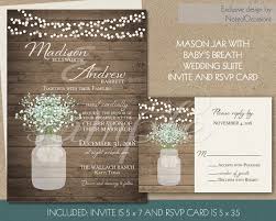 Rustic Wedding Invitation Printable Mason Jar And Baby 39 S Breath Wedd Wedding Invitations Rustic Rustic Wedding Invitation Set Printable Wedding Invitations