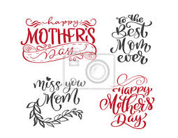Fototapete Happy Mütter Tag Set Hand Gezeichnete Schriftzug Zitate Vector