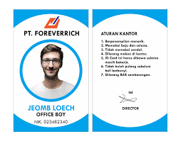 Mengenai id card yang dipakai lazimnya supaya orang lain bisa mengenali nama, jabatan dalam profesi, ataupun perusahaan daerah kita berprofesi. Template Id Card Karyawan Perusahaan Nuansa Biru Mas Vian