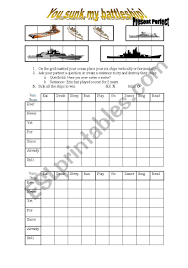 you sunk my battleship! esl worksheet