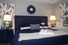 Live laugh love wall art, navy gray bedroom wall decor, prints or canvas, navy gray bathroom wall decor, flower wall decor, set of 3. Gray And Navy Bedroom Transitional Bedroom Dc Metro By Pamela Harvey Interiors Houzz