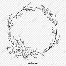 Black Hand Painted Line Side Wedding Decoration With Enclosed Round Symbolic Flower Border Border Clipart Wedding Decorations Wedding Ceremony Png Transpare Hand Embroidery Patterns Free Flower Border Drawing Hand Embroidery Flowers