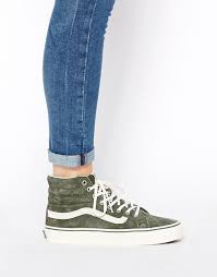Vans Sk8 Hi Slim Khaki Hi Top Trainers At Asos Com Vans Sk8 Hi Slim Me Too Shoes Shoes