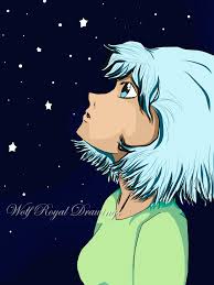 Star Stars Blue Girl Anime Manga Dark Outside Happy Draw Drawing Drawings My Drawings Anime