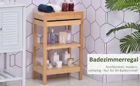Badezimmer standregal, regal yoga 6587 shishamholz massiv 4 facher standregal bad badezimmer regale wohnen mobel jahnichen center gmbh. Homcom Badregal Badzimmerregal Mit Klappdeckel Badezimmer Standregal Mit 2 Ablagen Bambus Natur 46 X 29 5 X 76 5 Cm Amazon De Kuche Haushalt Wohnen
