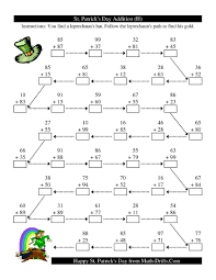 St Patrick S Day Follow The Leprechaun Two Digit Addition H Math Worksheet Freemath Basic Math Worksheets Math Worksheets School Holiday Activities