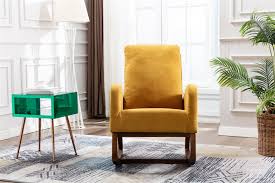 4 out of 5 stars with 31 ratings. Rocking Chair Mid Century Modern Nursery Rocking Armchair Upholstered Tall Back Accent Glider Rocker For Living Room Yellow Walmart Com Walmart Com