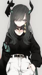 Black Blouse White Jeans How To Draw Anime Body Black Hair Horns In 2020 Anime Black Hair Drawing Anime Bodies Anime Boy Hair