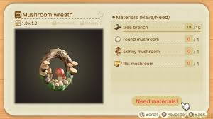 Mushroom Diy Crafting Recipes How To Get Them In Animal Crossing New Horizons Crafting Recipes Material Wreaths Diy Crafts