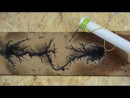 Wood Burning With Lichtenberg Figures High Voltage Discharge Tracks Wood Burning Crafts Lichtenberg Lichtenberg Figures