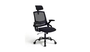 Black chairs and a white table. Buy Habitat Milton Mesh Ergonomic Office Chair Black Office Chairs Argos