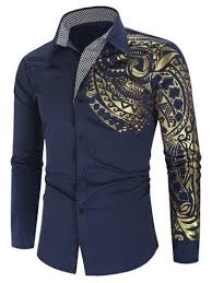 Black And Gold Dress Shirt Mens Glitter Totem Pattern Plaid Print Long Sleeve Shirt Long Sleeve Tops Casual Long Sleeve Print Dress Mens Shirt Dress