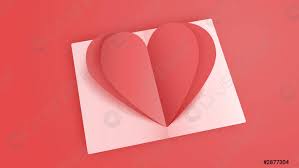 3d Origami Pink Heart Paper Art With Greeting Card Background Stock Vector Crushpixel