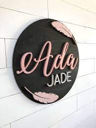 Custom Name Sign 24 Round Sign Baby Name Sign Etsy Baby Name Signs Baby Wall Art Baby Signs