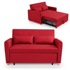 Ni trop grand ni trop petit, l'idéal. Kaya Canape 2 Places Convertible Scandinave En Tissu Rouge Kaya Rou