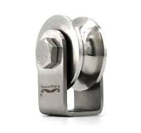 heyous Stainless Steel U-Type Groove Sliding Wheel Roller Track Rail Fixed  Pulley with Bearing, Silver Tone, Long Style