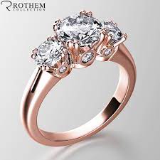 Rose gold tungsten ring, rose gold tungsten wedding band, 18k rose gold ring, men & women, anniversary ring, engagement ring, comfort fit. Three Stone Diamond Engagement Ring 2 90 Ct 18k Rose Gold F I1 Cut 50814042