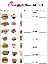 Turn every math lesson into a great learning adventure with a printable math worksheet from canva's collection of fun and inspiring templates, designed to spark ideas for your next class. Chickfila Menu Money Math Worksheets By Empowered By Them Tpt