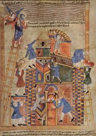 Aelfric Van Eynsham De Bouw Van De Toren Van Babel Uit De Metrische Parafrase Van De Openbaring En Het Boek Jozua 11e Toren Van Babel Miniature 11e Eeuw