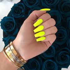 Acrylic nails can be short, medium or long, press on or glue on, be curved or square and there are styles for adults and children. Matte Yellow Acrylic Nails Short Nail And Manicure Trends