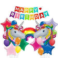 25pack Colorful Happy Birthday Banner 32 Inch Unicorn Balloons Bright Rainbow Stars Foil Balloon For First Birthday Party Decorations Baby Shower Unicorn Party Supplies Colorful Buy Online In Lebanon At Desertcart