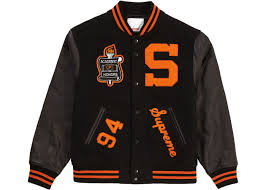 Supreme Team Varsity Jacket Black In 2020 Leather Varsity Jackets Varsity Jacket Varsity Letterman Jackets