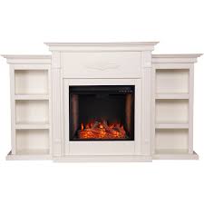 Once we had the office bookshelves built we finished up the fireplace built in by creating an opening where the fireplace would easily be inserted. Southern Enterprises Tennyson Electric Fireplace Sylvane