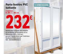 Offre Porte Fenetre Pvc Battante Chez Brico Depot