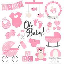 Premium Baby Clipart Vectors In Pink Pink Baby Clip Art Etsy Baby Clip Art Baby Shower Scrapbook Baby Shower Clipart