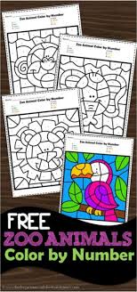 With also birds (parrots, peacocks.), turtles, frogs, foxes. Free Zoo Animals Color By Number Worksheets For Kindergarten