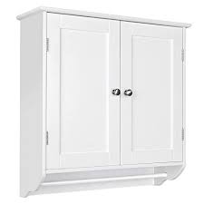 Check spelling or type a new query. Homfa Bathroom Wall Cabinet Over The Toilet Space Saver Storage Cabinet Kitchen Medicine Cabinet Doule Door Cupboard With Adjustable Shelf And Towels Bar White Shaker Style Cabinet
