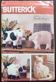 Vintage Sewing Pattern Butterick 6156 Stuffed Animals Pig Etsy Butterick Sewing Pattern Handmade Monkey Monkey Stuffed Animal